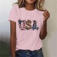 thumbnail image 2 of Levmjia Women's 4th of July T-Shirt Patriotic USA Flag Leopard Print Short Sleeve Crew Neck Casual Summer Top for Independence Day Holiday, 2 of 4