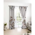 thumbnail image 3 of Brown Grey Leaves Blackout Curtains for Bedroom/Living Room, Thermal Insulated Kitchen Curtains, Summer Botanical Pastoral Birds Rustic Grommet Darkening Window Treatment Drapes 42"x63"x2, 3 of 8