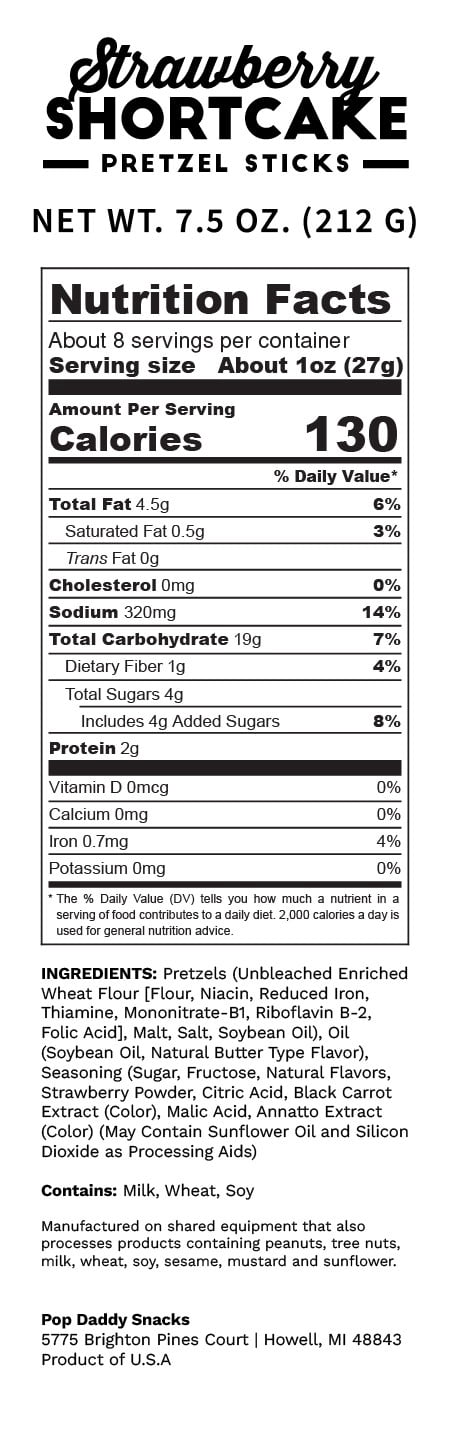 Pop Daddy Strawberry Shortcake Pretzel Sticks 7.5oz