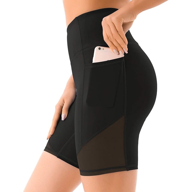 Pantalones cortos de yoga de malla de talle alto para mujer con bolsillos profundos Pantalones cortos de motociclista de entrenamiento para mujer Xemadio LRWJ642-4
