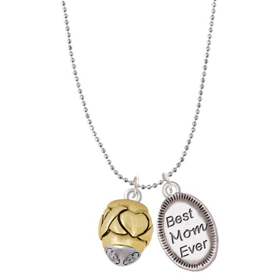 Delight Jewelry Goldtone X Heart Spacer Spinner Best Mom Ever Charm Necklace