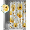 thumbnail image 3 of 60x72 Inch Shower Curtains for Bathroom Yellow Flowers Fabric Bath Curtain Decor Spring Watercolor Botanical Floral Herbs Waterproof Restroom Curtains Shower Set Accessories with 12 Hooks 60 Inch, 3 of 6