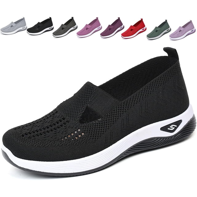 Zapatillas de punto cómodas y transpirables para mujer, zapatillas de punto para mujer, zapatos anchos transpirables para mujer