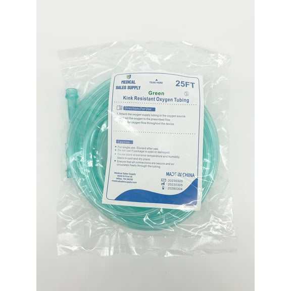 Medical Sales Supply Crush Resistant Oxygen Tubing - 25'(25 ft) Tubing, Green - 1 Each 222511