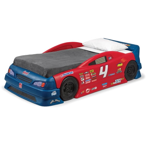 Step2 Stock Car Convertible Toddler to Twin Bed, Red and Blue Walmart