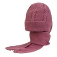thumbnail image 3 of Hontri Neck Gaiter Integrated Ear Windproof Cap Scarf Knitting Thick Warm Ear Guard Hat Hooded Scarf Women Winter Knitted Hat Neck Warmers for Women Pink, 3 of 8