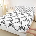 thumbnail image 3 of Feelyou Black Princess Bow Full Size Sheets, Modern Fashion Ribbon Bed Sheets, 4-Piece, 3 of 7