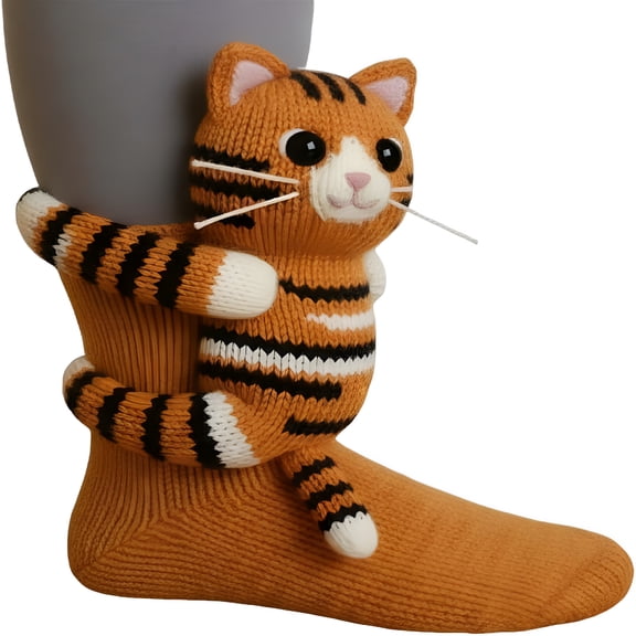 TELOLY 2026 New 3D Knit Cat Animal Socks Funny Socks for Girls & Women Animal Hugging Socks - Christmas Gifts Compression Socks