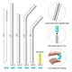 thumbnail image 3 of Straw Set Of 16 Reusable Stainless Steel Straws With Travel Case Cleaning Brush Tips Friendly Extra Long Straws, metal straws, stainless steel straws, eco-friendly drinking straws, reusable, 3 of 7