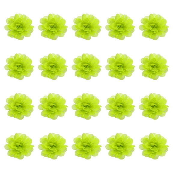 Uxcell Chiffon Flowers, 20Pcs 2" Sewing Fabric Flower Appliques Embellishments for DIY Crafts Clothing Headbands Wedding Party Decoration, Green