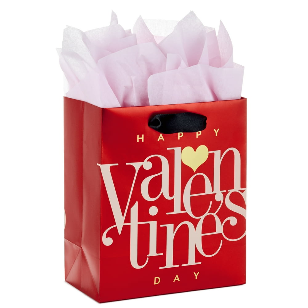 Hallmark 6" Small Valentine's Day Gift Bag with Tissue Paper (Red Happy