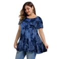 thumbnail image 2 of Womens Plus Size Short Sleeve Casual Summer Round Neck Shirts Tunics for Leggings, 2 of 6
