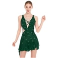 thumbnail image 3 of Sholeno Women Dance Dress Rhinestones Adorned Straps Backless Side Slit Flowy Asymmetrical Hem Dress Dark Green S, 3 of 6