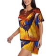 thumbnail image 2 of Bixox Women's Colorful Rooster Printed Pajama Set 2 Piece Lounge Set Top and Shorts Soft Pajamas, Shorts with Pockets, 2 of 7