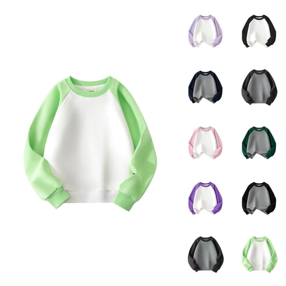 Toddler Kids Baby Boys Girls Color Block Splice Basic Crewneck Pullover Sweatshirt Children's Hoodie Coat Tops