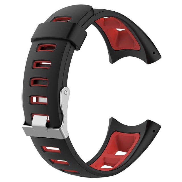 Correa de pulsera de silicona para Suunto Quest M1 M2 M4 M5 (negro + rojo)