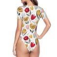 thumbnail image 4 of Naloa Tulips Flowers Women's Short-Sleeved Onesie, One-Piece Swimsuit for Parties, dates, clubs - X-Large, 4 of 9