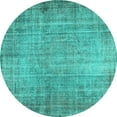 thumbnail image 1 of Ahgly Company Machine Washable Indoor Round Abstract Turquoise Blue Contemporary Area Rugs, 3' Round, 1 of 4