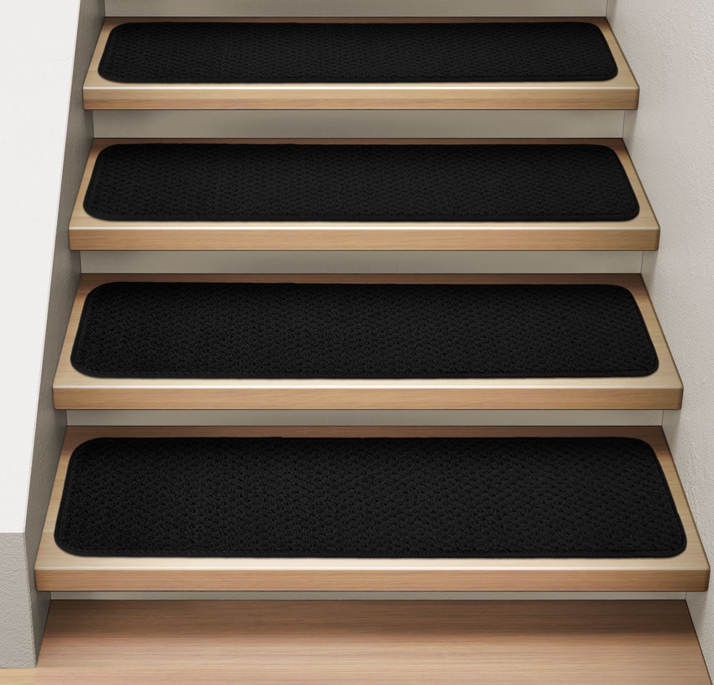 Top Premium Stair Treads Set Black Brown indoor Skid Resistant Heavy Duty 9"X32" 