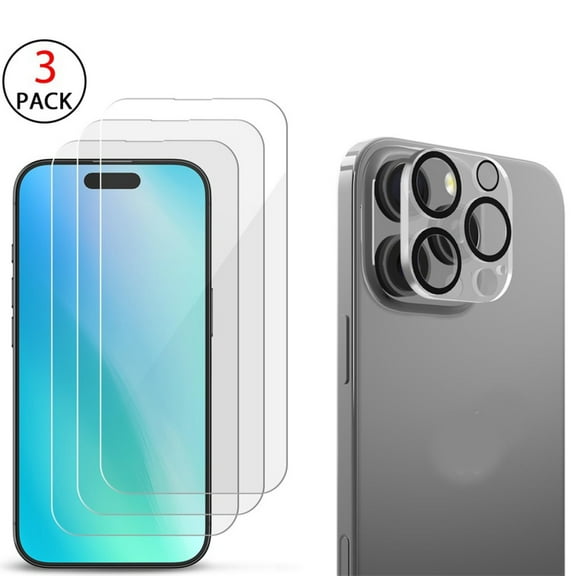 4 Packs Bundle for iPhone 16 Pro Max Screen Protector 3-Pack   Camera Lens Protector – 2.5D Tempered Glass Combo, Clear