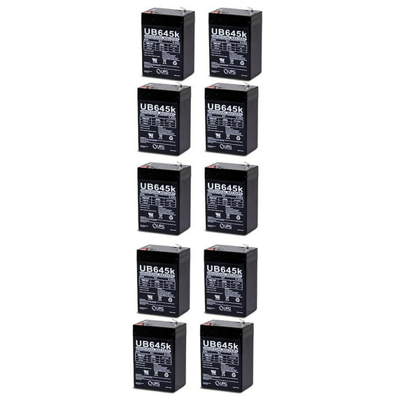 UB645 6V 4.5AH SLA BATTERY 6 VOLT - PACK OF 10 BATTERIES
