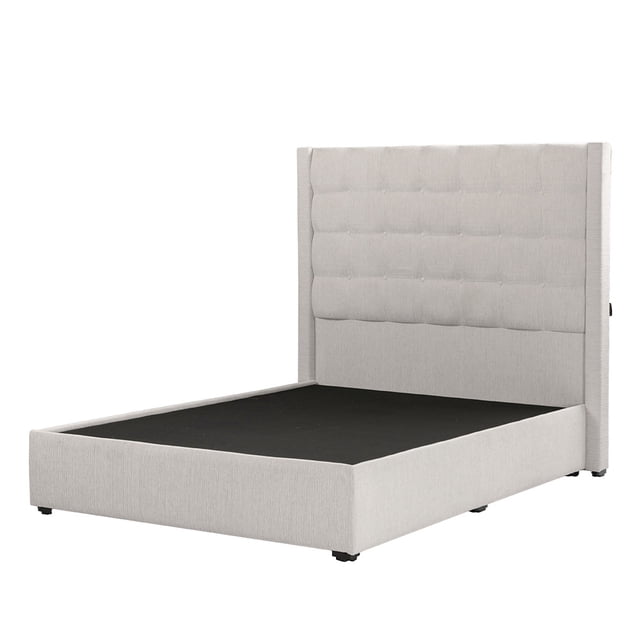 Box Base Cama Matrimonial + Cabecera Bruks Trinity Crema
