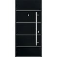 thumbnail image 2 of Front Exterior Prehung Steel Door / Deux 6083 Black Enamel / Stainless Inserts Entry Metal Modern Painted, 2 of 5