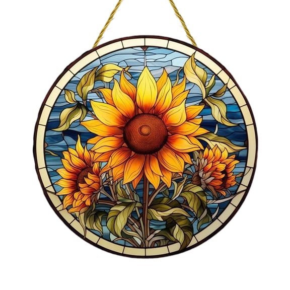 Fmbmuo Godmerch Sunflower Acrylic Suncatcher Window Hanging Decor Colorful Floral Sun Catcher Ornament for Window Home Decor Gift Nature Lovers