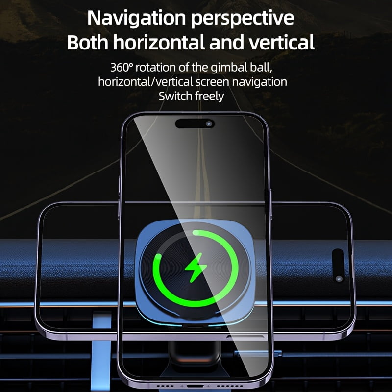 Magnetic Wireless Car Charger Mount for iPhone 16/15/14/13/12 - Fast Charging, Secure Phone Holder, Compact Travel Accessory