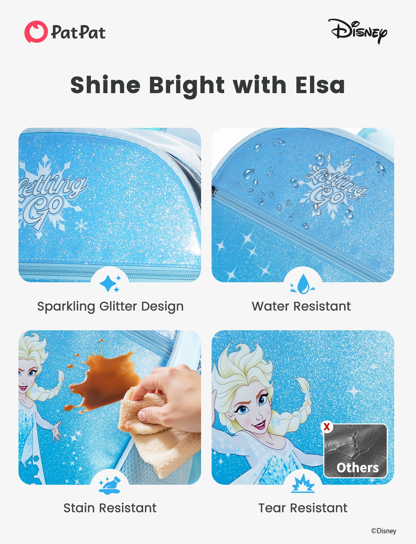 Disney Frozen Elsa Girls Cute Backpack Water Resistant Toddler Backpack Kids Elementary School Bookbag