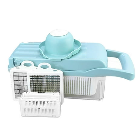 

Multifunctional Set Kitchen Fruit Grater Set Stainless Plastic Shredder Chopper Kit Kitchen Gadgets Blue