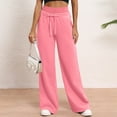 thumbnail image 3 of Business Casual Pants for Women New Double Waisted Sweatpants for Women Baggy Sweatpants Drawstring Wide Leg Gym Workout Pants Loose Trousers Pinky S, 3 of 8