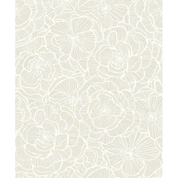 NextWall Pearl Camellia Floral Peel and Stick Wallpaper - 20.9 in. W x 18 ft. L Roll