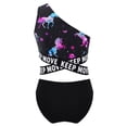 thumbnail image 2 of TiaoBug Kids Girls 2pcs Hawaiian Swimsuit Sets One-Shoulder Tropical Bikini Crop Top Briefs Beach Pool Swimwear Black 10, 2 of 7