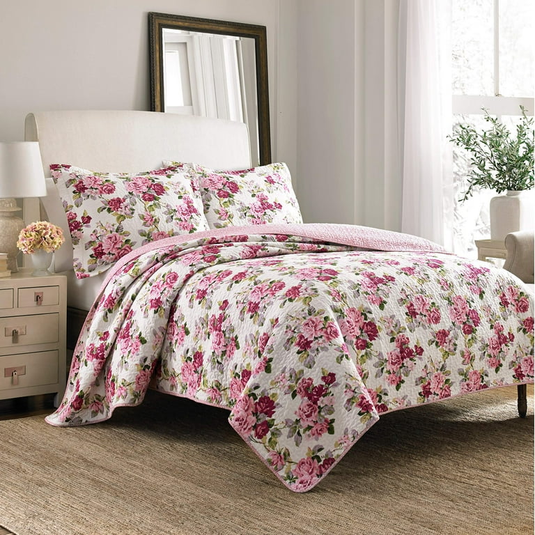 laura ashley lidia quilt set, pink, full/queen - Walmart.com