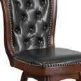 thumbnail image 2 of 26'' High Cappuccino Wood Counter Height Stool with Button Tufted Back and Black Leather Swivel Seat, 2 of 9
