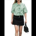 thumbnail image 1 of Tops con Lazo Delantero para Mujer, Top Babydoll con Peplum y Estampado de Leopardo Y2K, 3/4, Mangas Abullonadas, Bonitos Tops para Salir Verde L, 1 of 8