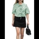 thumbnail image 1 of Tops con Lazo Delantero para Mujer, Top Babydoll con Peplum y Estampado de Leopardo Y2K, 3/4, Mangas Abullonadas, Bonitos Tops para Salir Verde L, 1 of 8