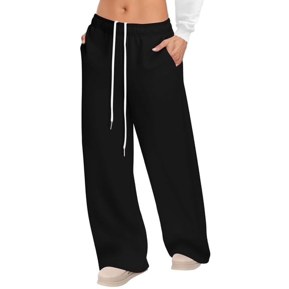Juslio Women Pants High Waist Lace-up Casual Comfortable Wide-Leg Pants