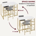 thumbnail image 3 of Kitchen mesa set dining mesa y 2 forrado sillas con almacenamiento estante-ideal para para small spaces apartment in blanca y gold, 3 of 7
