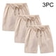 thumbnail image 4 of Odeerbi 2-10 Años Niños Niñas 3 Pcs Verano Algodón Lino Pantalones Cortos Entrenamiento Deportivos Cortos Lindo Color Sólido Pantalones Cortos Suaves Respirables, 4 of 9