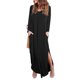 thumbnail image 2 of Maxi Partido Cuello EnV Manga Larga Casual Mujer Casuales Apariencia Atractiva Muchacha S negro Hugo Vestido largo maxi de las mujeres, 2 of 8