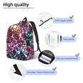 thumbnail image 3 of Yiaed Color Shiny Print Laptop Backpack Travel Canvas Backpack Vintage Aesthetic Backpack for School Knapsack Plain Backpack Backpack for School-Small, 3 of 5