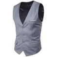 thumbnail image 1 of Mens Vest Solid Business Formal Single Breasted Blazer Waistcoat, 1 of 2