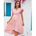 thumbnail image 3 of Yesfashion Women's Maternity Smocked Fly Sleeve Summer Dress V Neck Boho Ruffle Casual Swing Midi Dress Baby Shower Photoshoot, 3 of 8