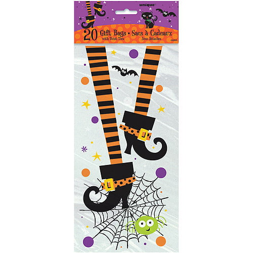 Spooky Village Halloween Cello Treat Bags w/ Ties 20 Count for Goodies Brand New 