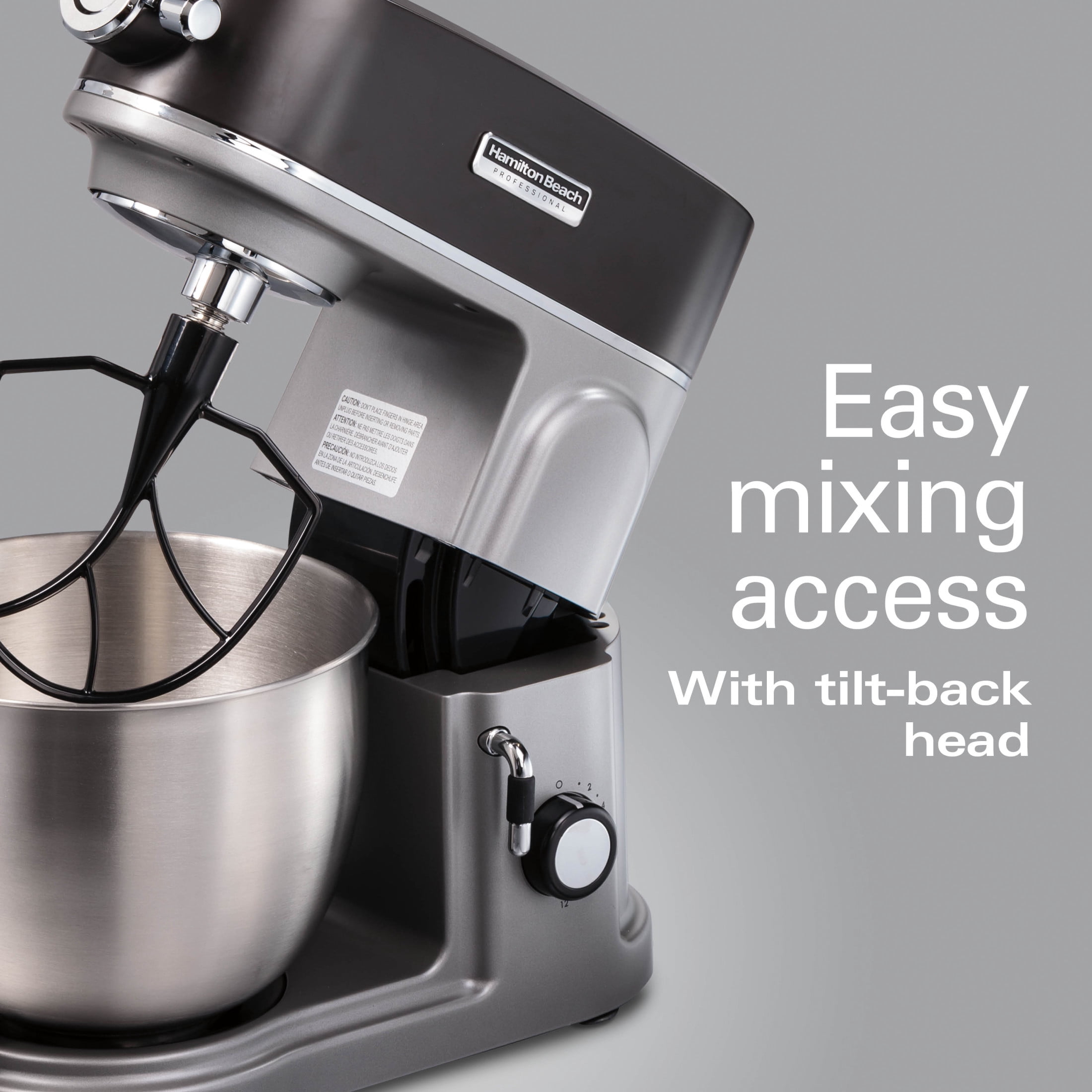 Hamilton Beach Professional 5 Quart Stand Mixer for Kitchen with Specialty Attachment Hub, 12 Speeds