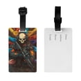 thumbnail image 2 of Luggage Tags for Suitcases, Vibrant Skull Soldier Leather Bag Luggage Tags ID Label Tags Privacy Protection Travel Bag Labels, 2 of 6