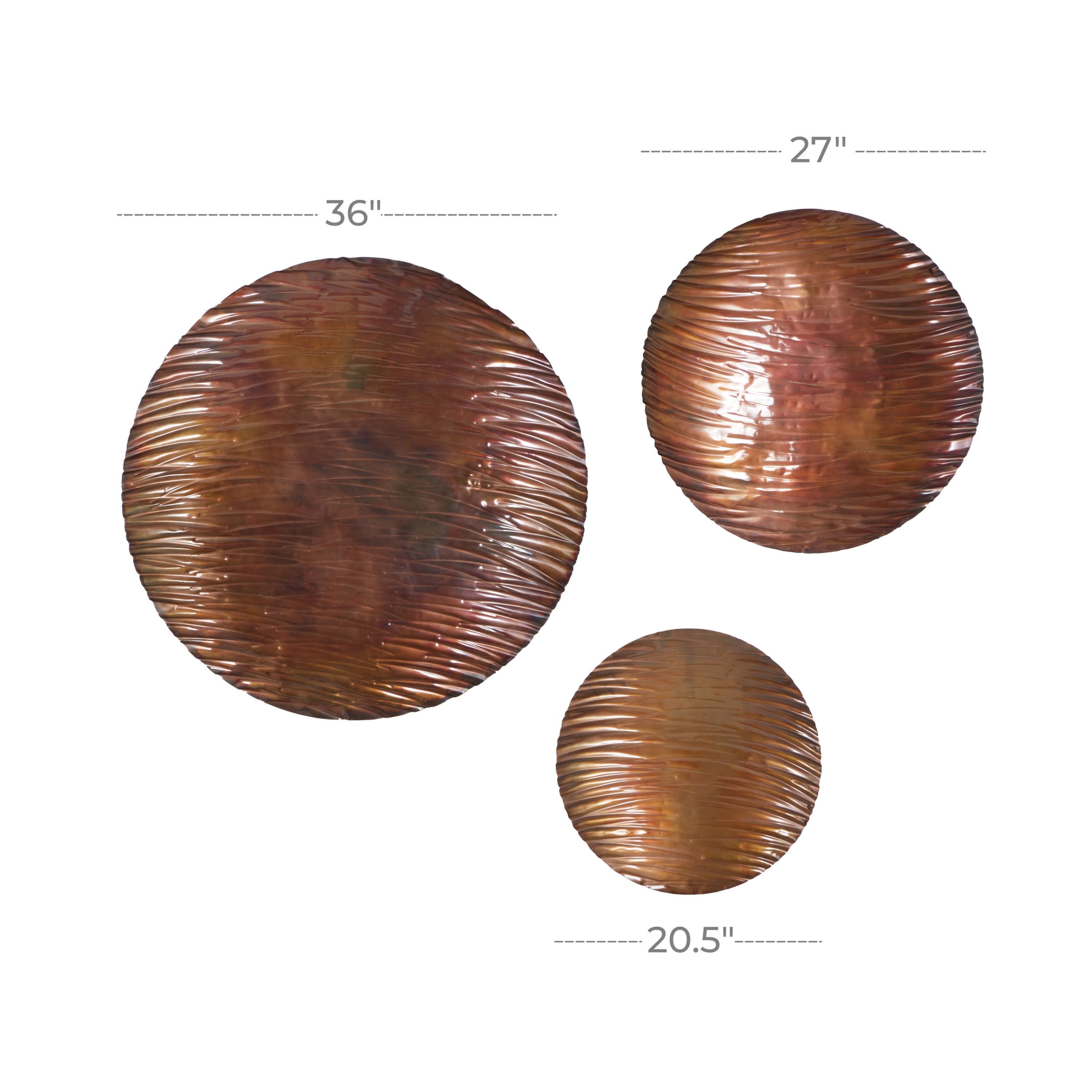 DecMode Bronze Metal Large Metallic Disk Plate Wall Decor (3 Count)