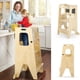 thumbnail image 3 of Para niños bamboo kitchen step stool - 3 height adjustable con safety guardrail y anti - slip, para kitchen counters, bathroom sinks y play areas, 3 of 7